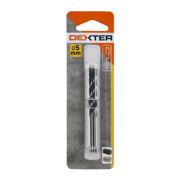 2 Broca para hormigón ø 5 X L. 85 mm DEXTER 2 Broca para hormigón ø 5 X L. 85 mm DEXTER