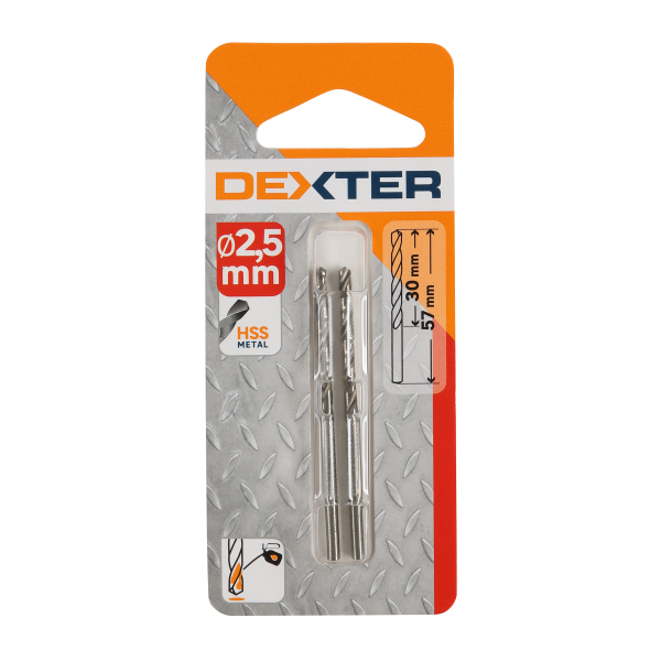 2 Broca para metal ø 2.5 x L. 57 mm DEXTER 2 Broca para metal ø 2.5 x L. 57 mm DEXTER