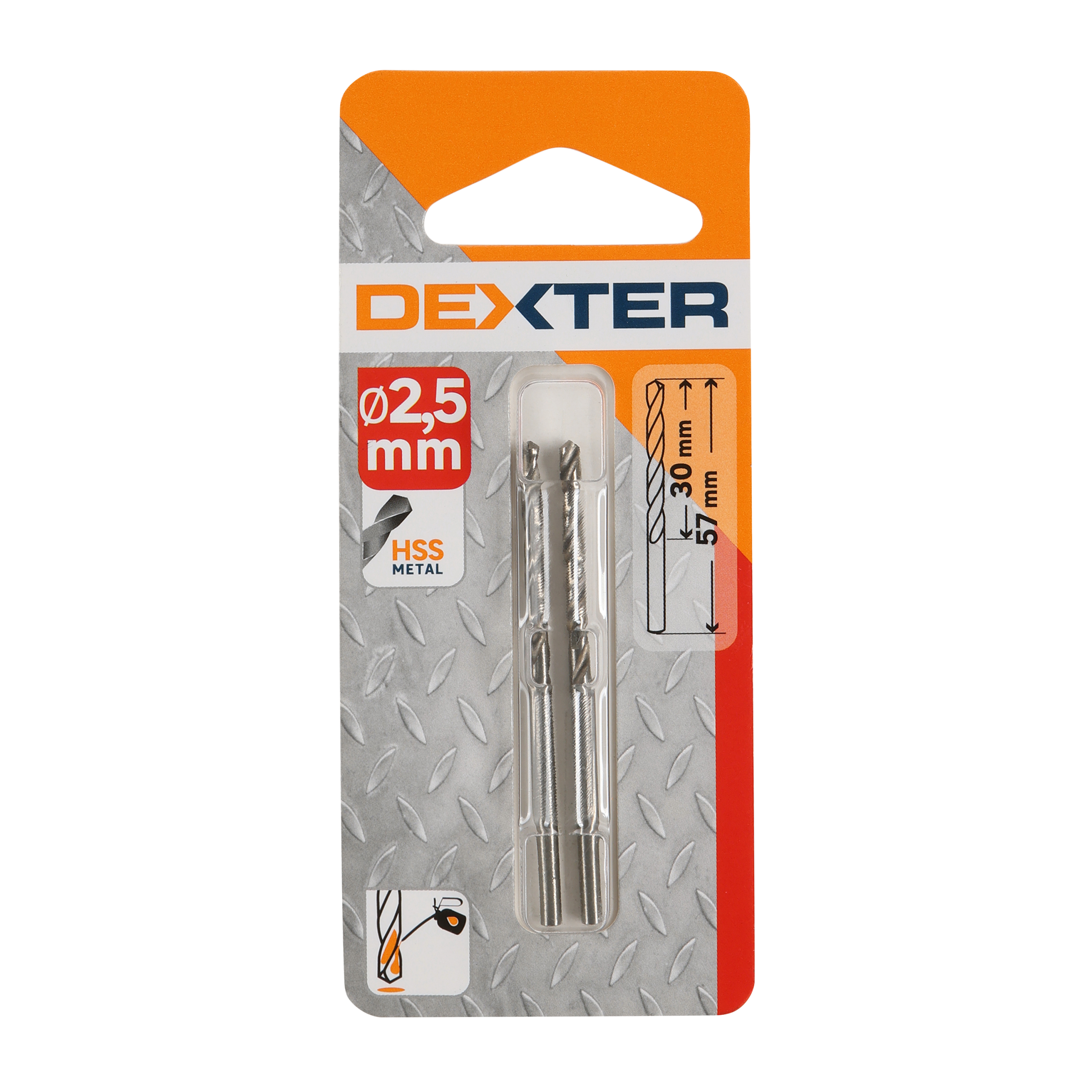 2 Broca para metal ø 2.5 x L. 57 mm DEXTER