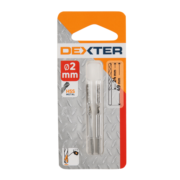 2 Broca para metal ø 2 x L. 49 mm DEXTER PRO 2 Broca para metal ø 2 x L. 49 mm DEXTER PRO