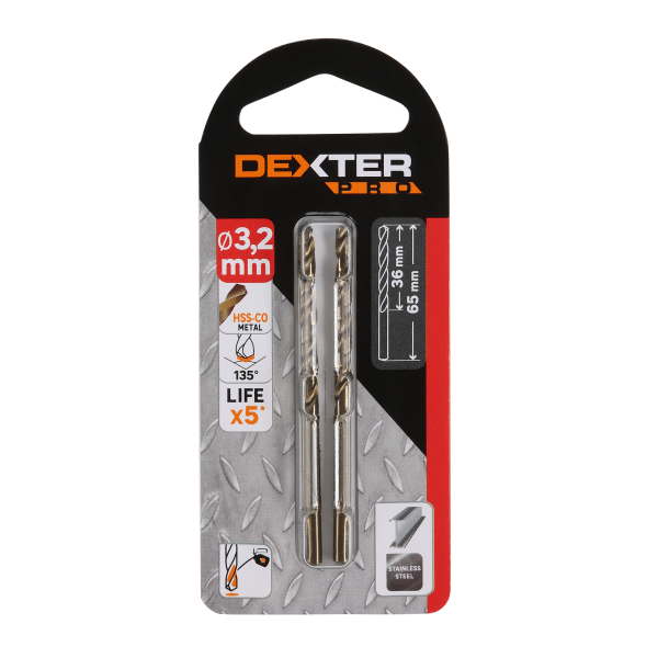 2 Broca para metal ø 3.2 x L. 65 mm DEXTER PRO 2 Broca para metal ø 3.2 x L. 65 mm DEXTER PRO