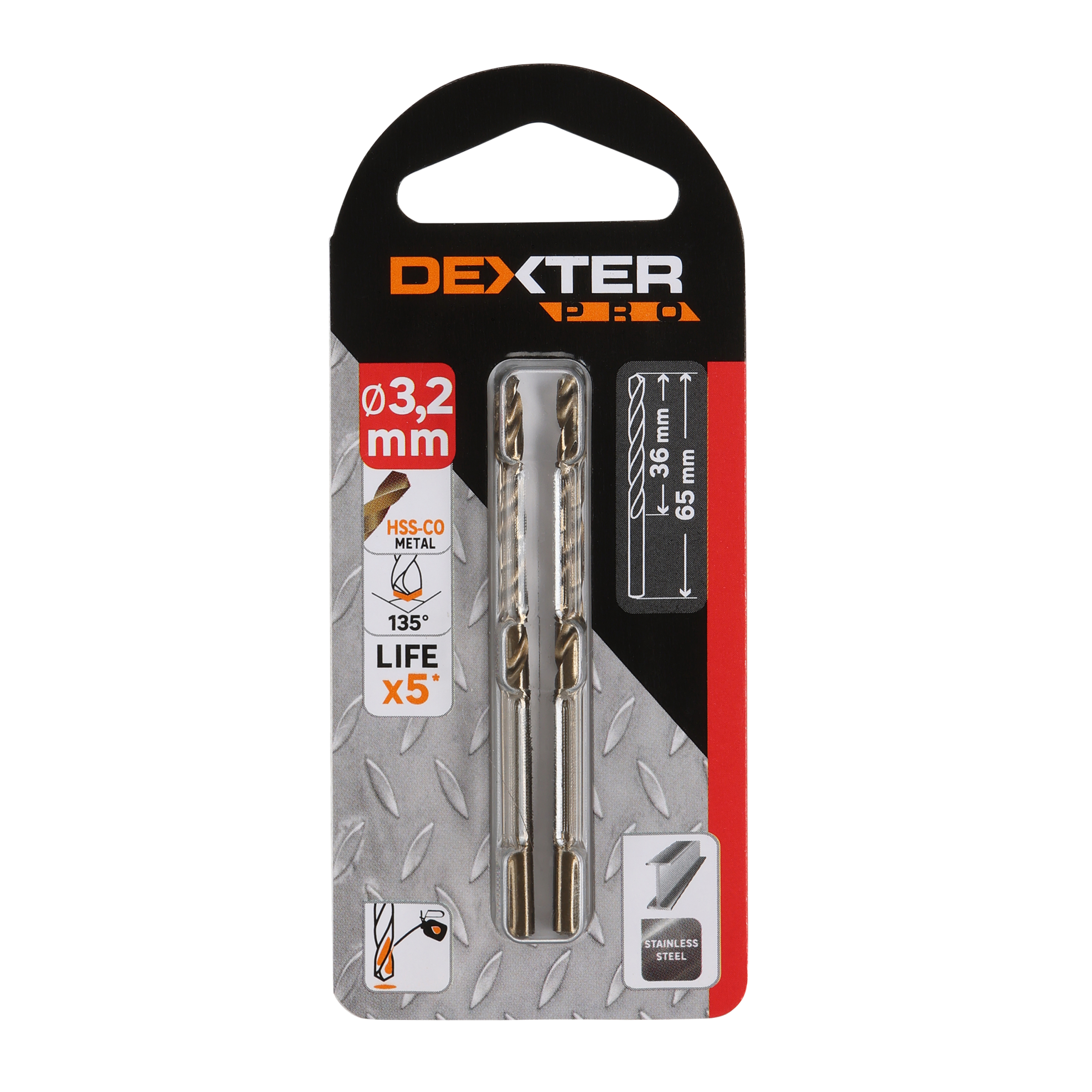 2 Broca para metal ø 3.2 x L. 65 mm DEXTER PRO