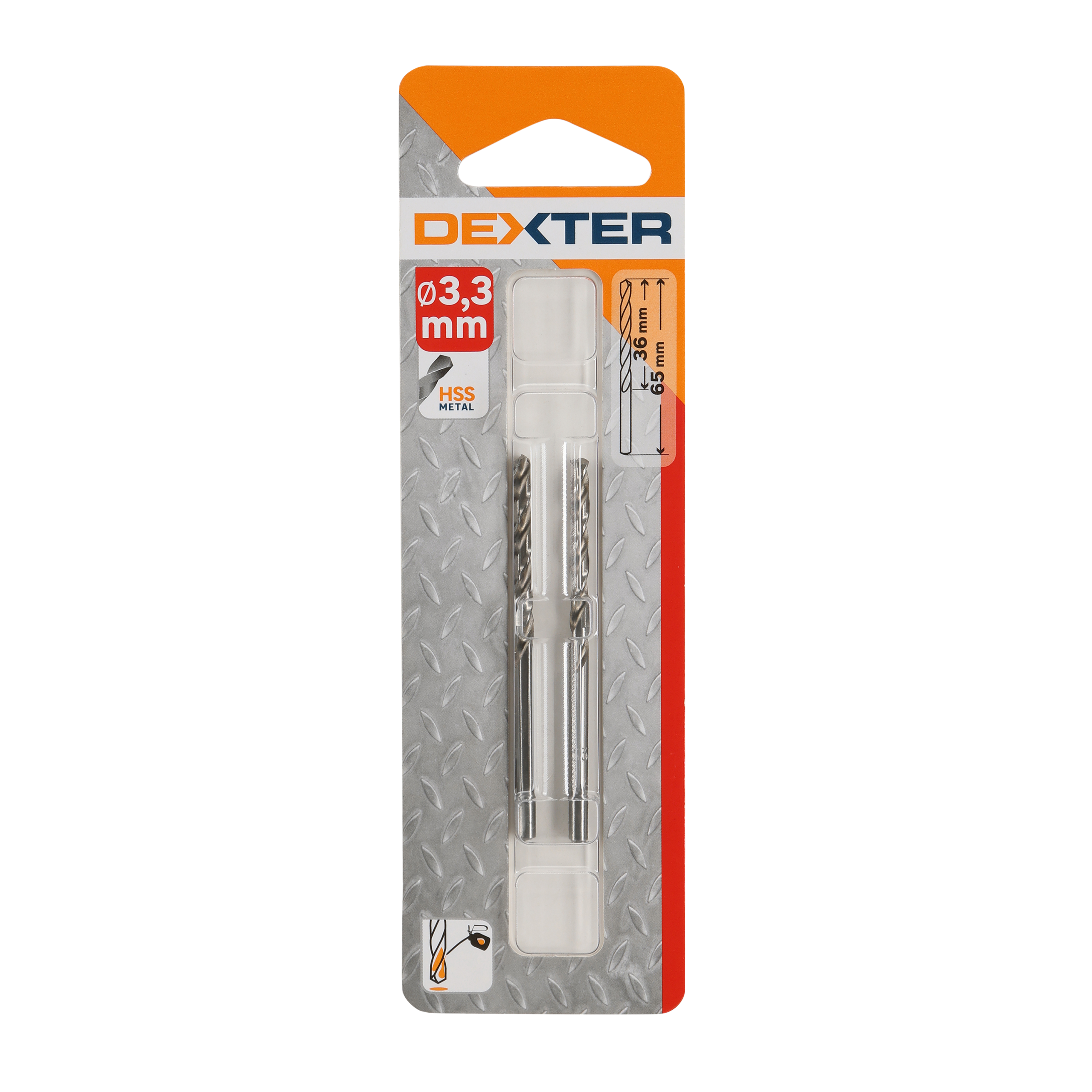 2 Broca para metal ø 3.3 x L. 65 mm DEXTER