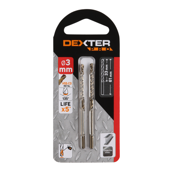 2 Broca para metal ø 3 x L. 61 mm DEXTER PRO 2 Broca para metal ø 3 x L. 61 mm DEXTER PRO