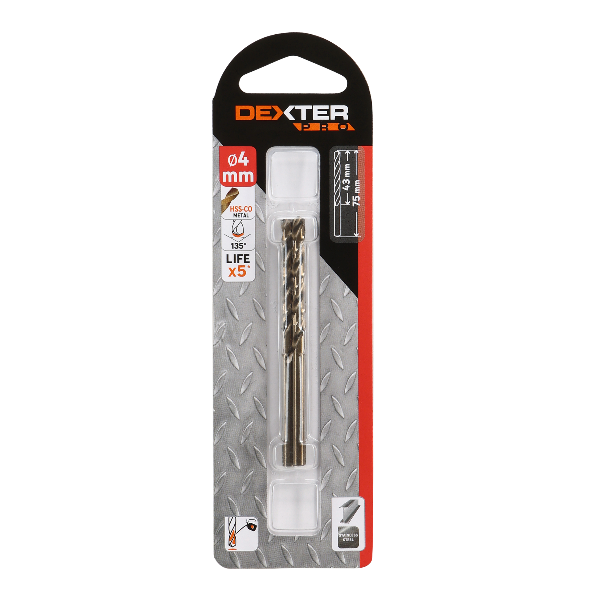 2 Broca para metal ø 4 x L. 75 mm DEXTER PRO