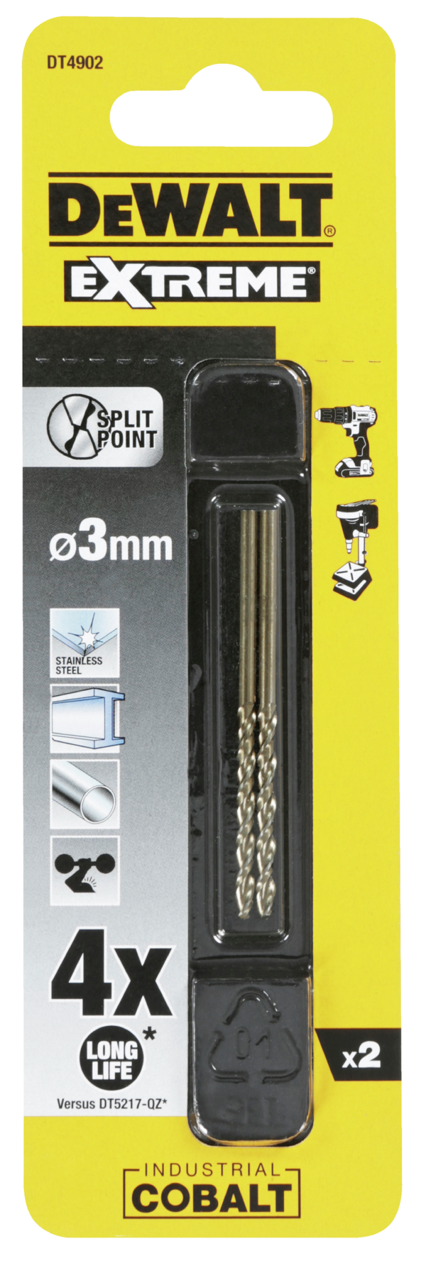 2 Brocas para metal ø 3 x L. 61 mm DEWALT – DT4902-QZ 2 Brocas para metal ø 3 x L. 61 mm DEWALT – DT4902-QZ