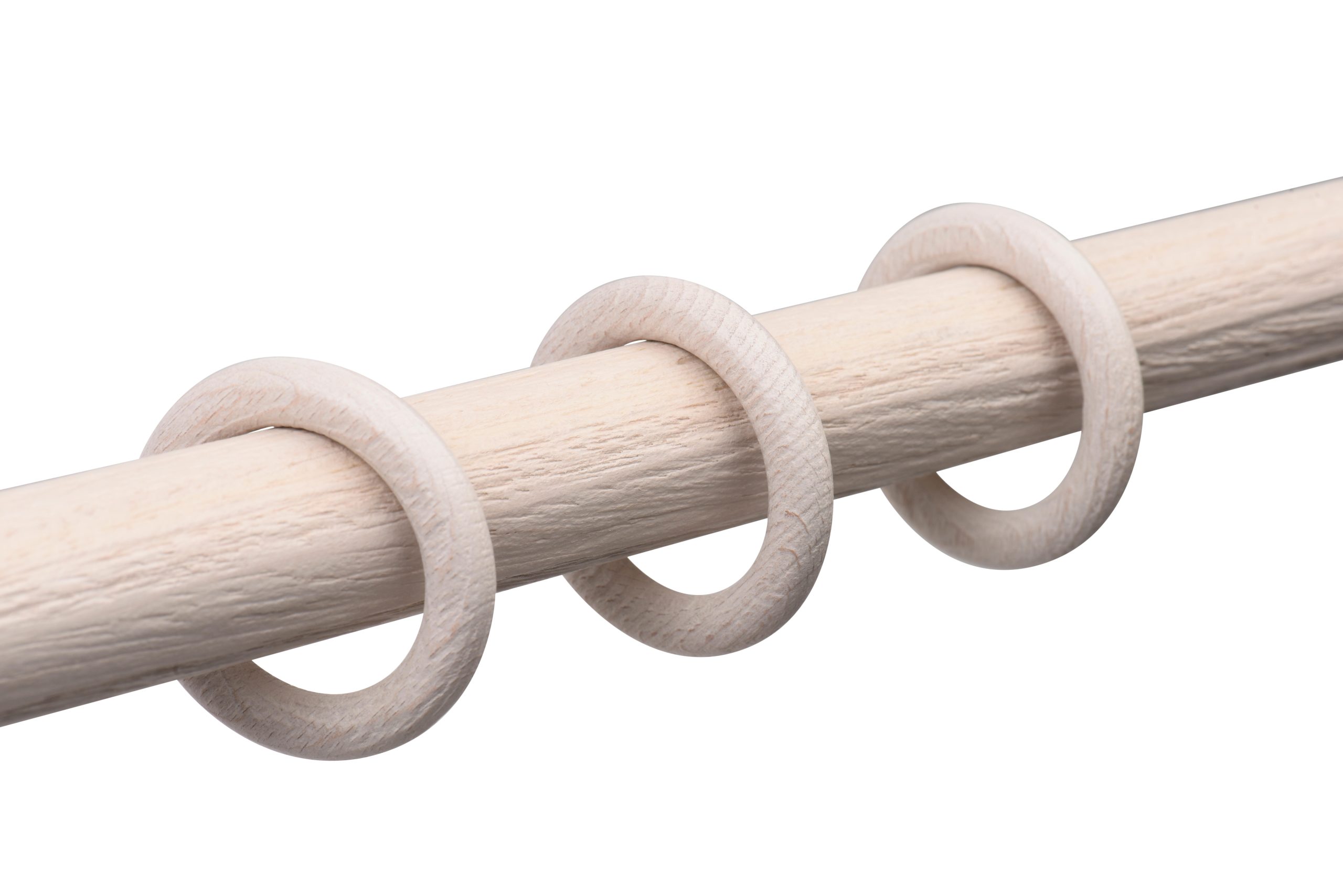 10 Anillas para barra de cortina 28 mm redondas madera INSPIRE blanco decapé mate