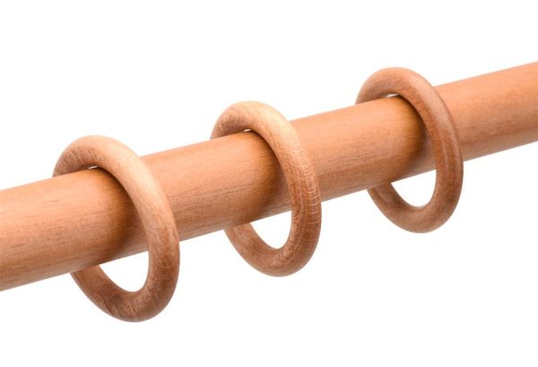 10 Anillas para barra de cortina diámetro 28 mm redondas madera INSPIRE haya mate barnizado 10 Anillas para barra de cortina diámetro 28 mm redondas madera INSPIRE haya mate barnizado