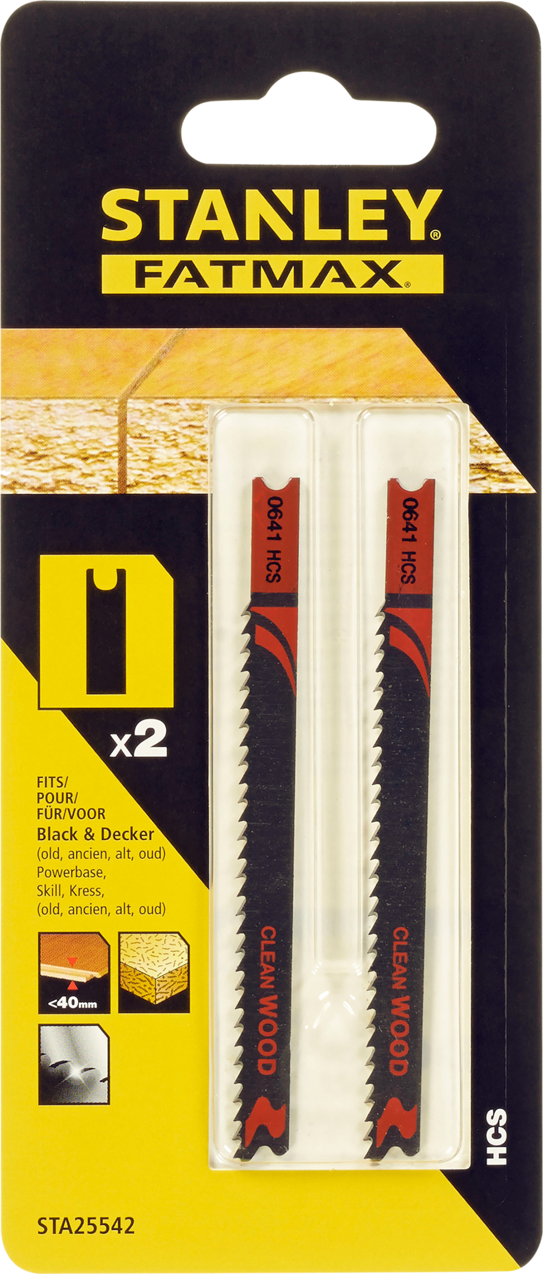 2 Hoja de sierra calar ,vástago en U, laminados ,corte curvo de mm STANLEY