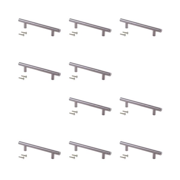 10 Tiradores Ø12 mm intereje 128 mm Acero Niquel Satinado