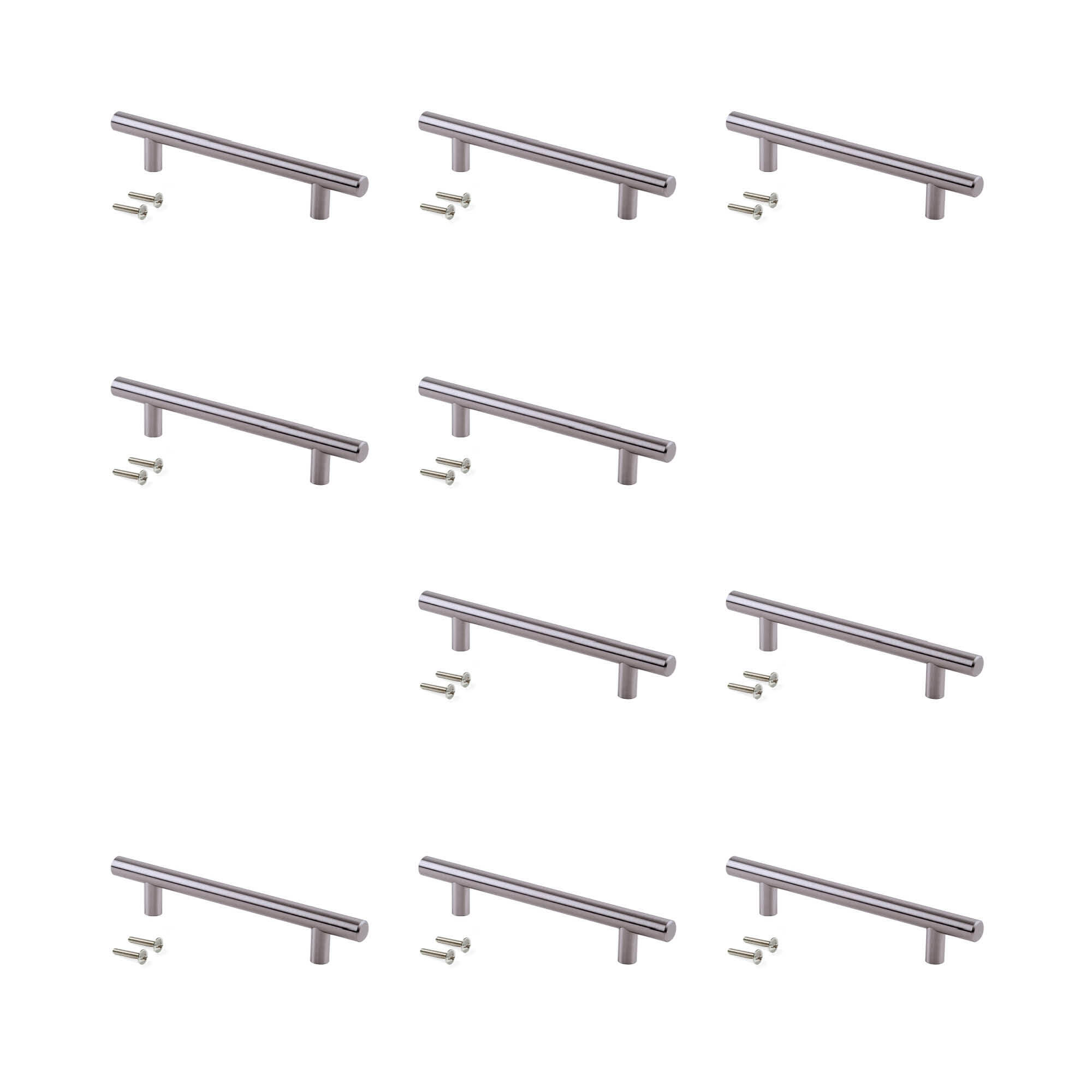 10 Tiradores Ø12 mm intereje 128 mm Acero Niquel Satinado