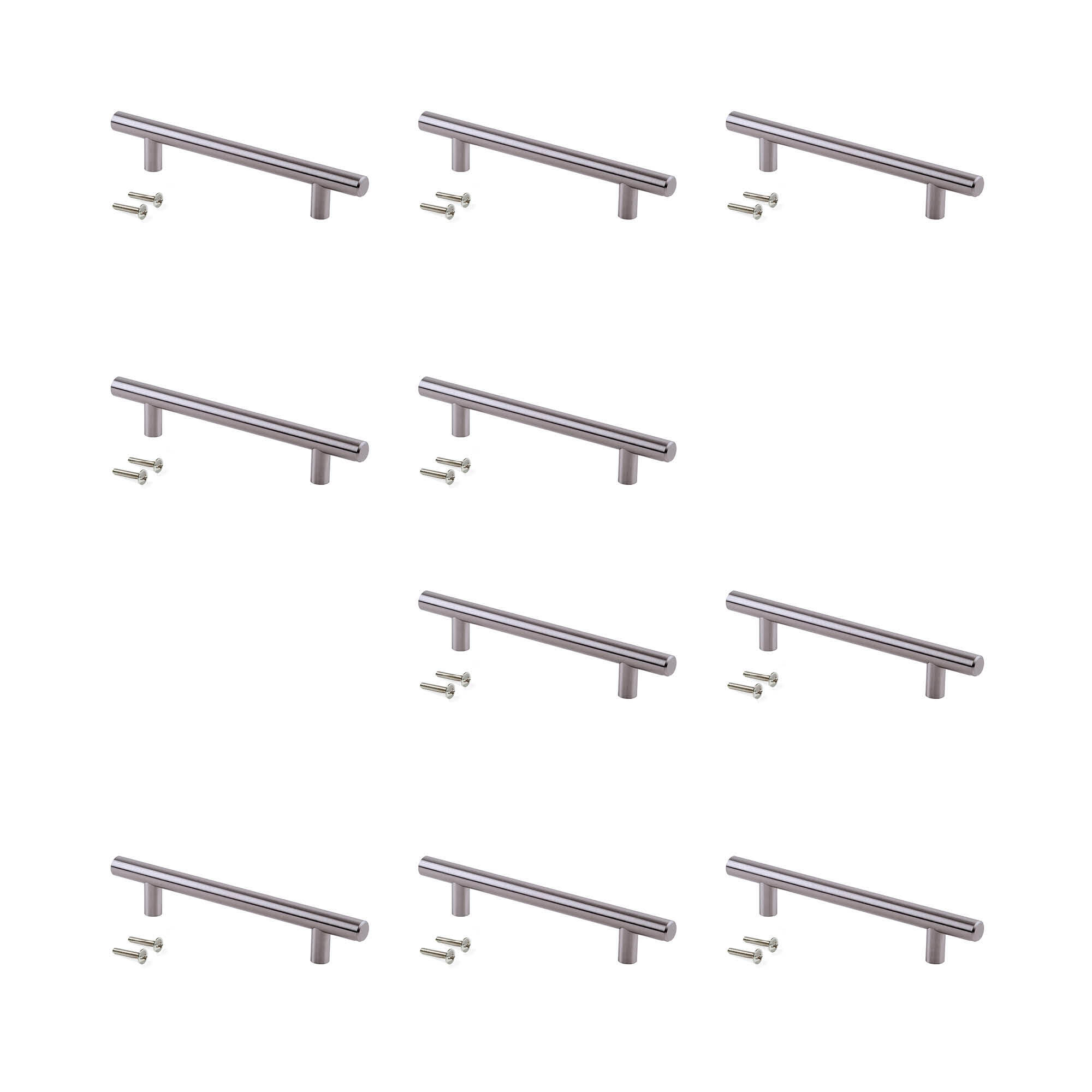 10 Tiradores Ø12 mm intereje 448 mm Acero Niquel Satinado
