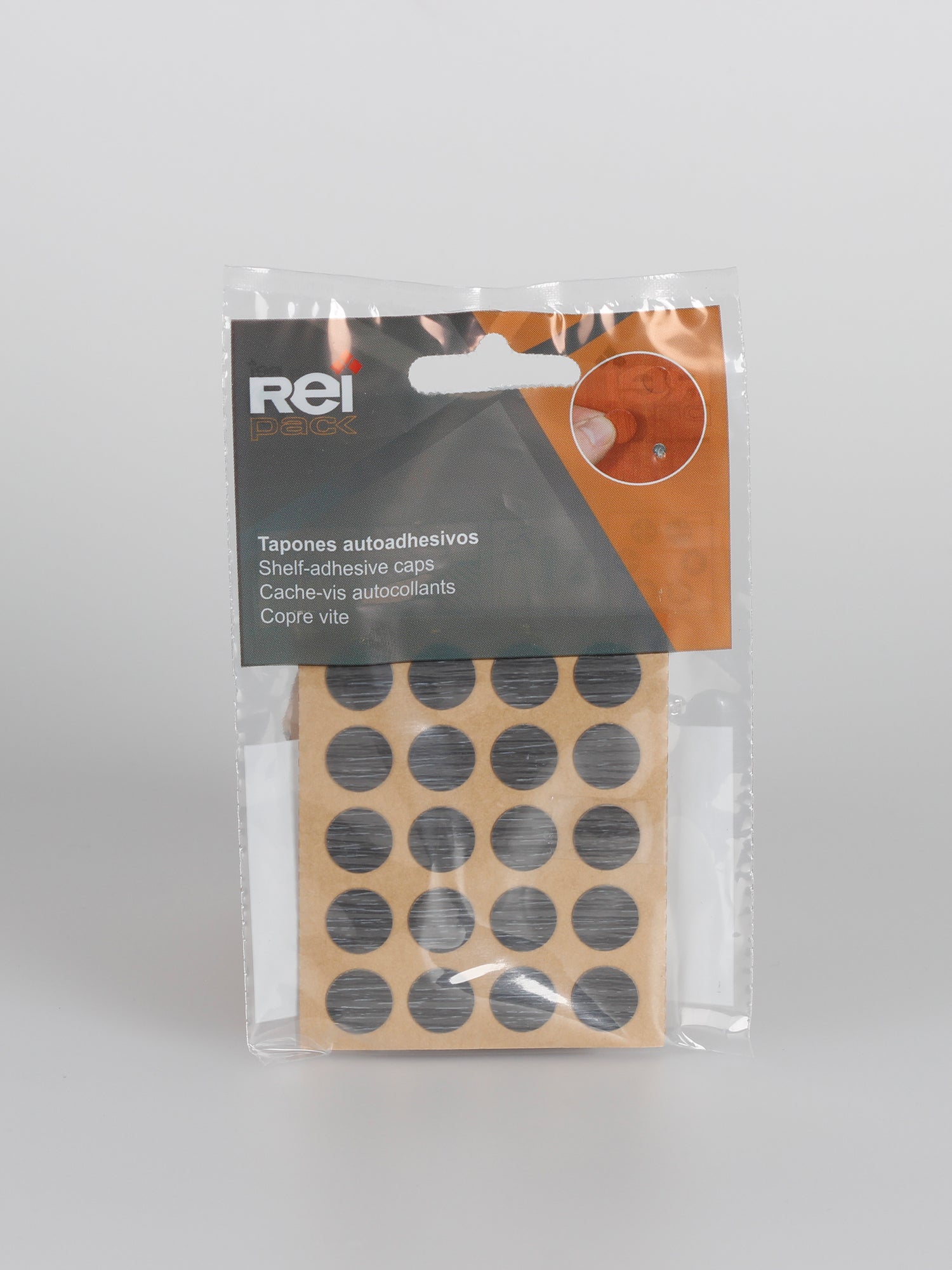 100 embellecedores para tornillos adhesivo en color roble Ø12 mm