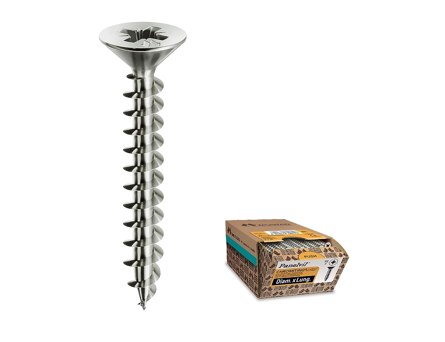 100 Piezas - L 100 x Ø 6 mm - Tornillos para Madera Panelvit TSP de Acero Endurecido - Autoperforantes - Galvanizados y Lubricados