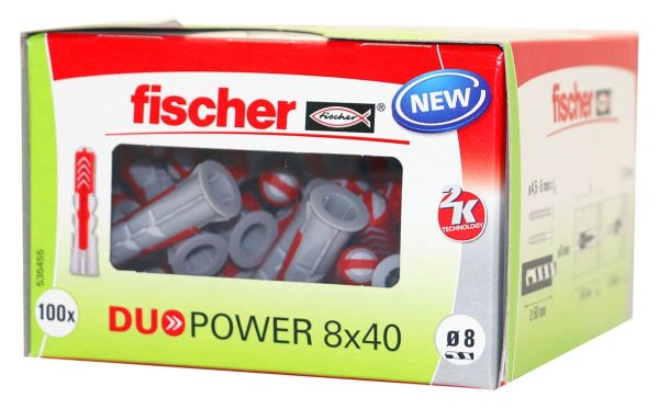 100 tacos multimaterial FISCHER DUOPOWER, ø 8 x L. 40 mm 100 tacos multimaterial FISCHER DUOPOWER, ø 8 x L. 40 mm