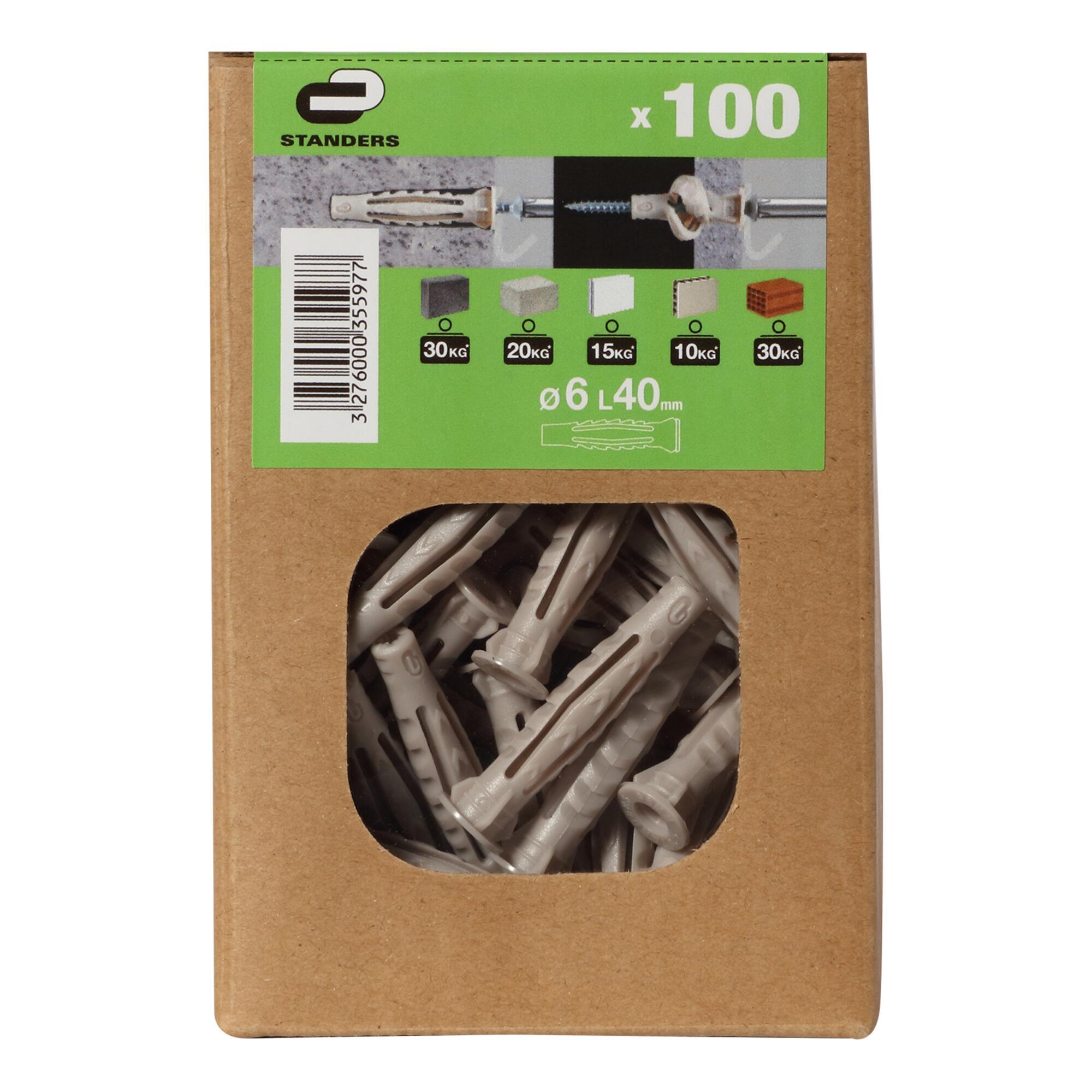 100 tacos multimaterial STANDERS, ø 6 x L. 40 mm
