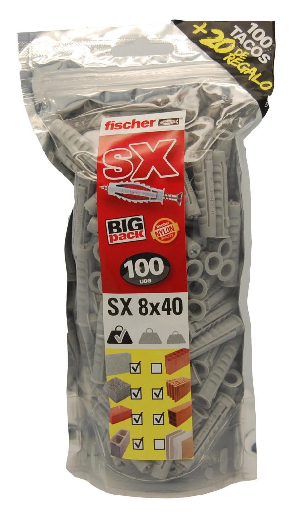 100 tacos para ladrillo FISCHER SX ø 8mm y L.40mm 100 tacos para ladrillo FISCHER SX ø 8mm y L.40mm
