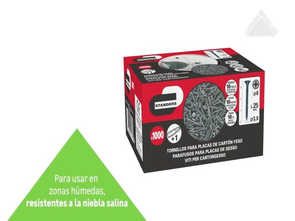 1000 Tornillo para placas de yeso estrella con cabeza avellanada,ø 3.5 x L.25 mm 1000 Tornillo para placas de yeso estrella con cabeza avellanada,ø 3.5 x L.25 mm