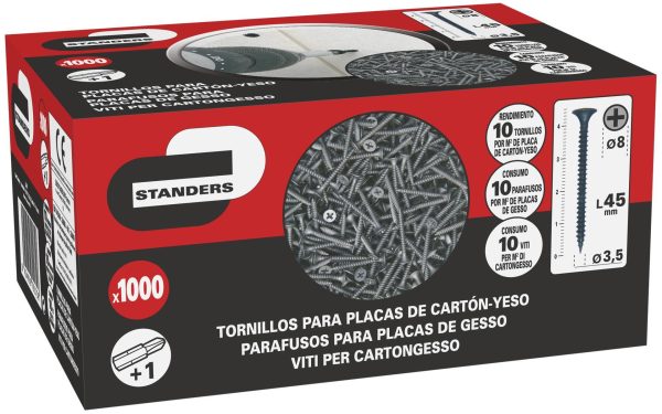 1000 Tornillo para placas de yeso estrella con cabeza avellanada,ø 3.5 x L.45 mm 1000 Tornillo para placas de yeso estrella con cabeza avellanada,ø 3.5 x L.45 mm