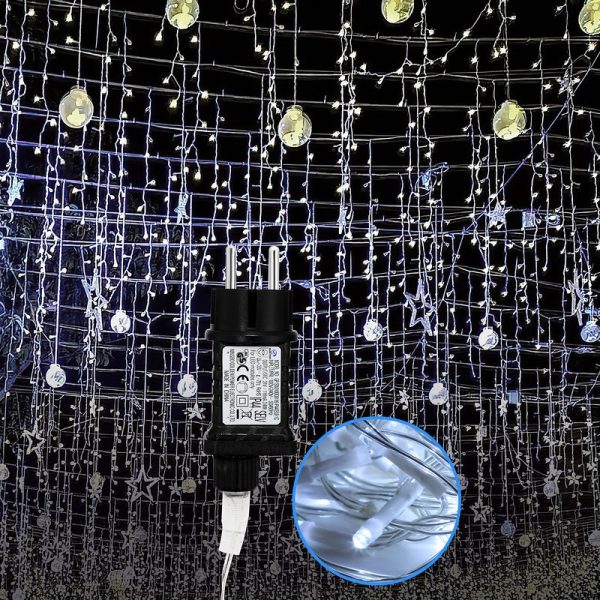 10m 200 LED lluvia helada carámbano Navidad jardín luces cortina luces de hadas, blanco frío 10m 200 LED lluvia helada carámbano Navidad jardín luces cortina luces de hadas, blanco frío
