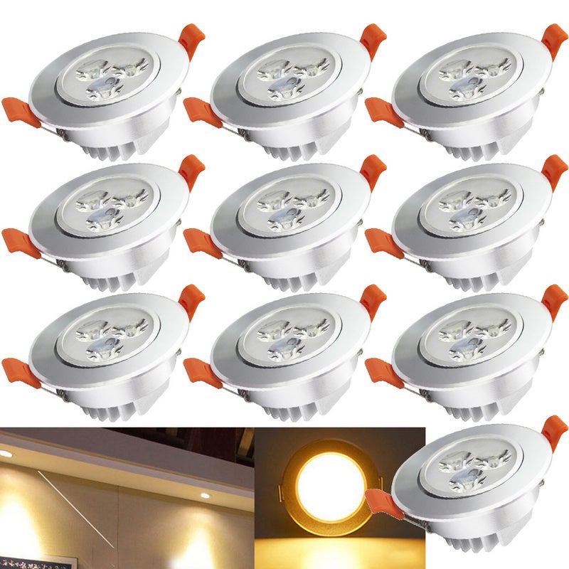 10x construido en el spot LED Set Early Spot para IP44 3W A ++ 230 V CE y ROHS White Warm con Transformer