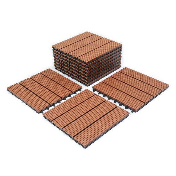 11x terraza de la losa compuesta efecto de madera losas de jardín clipsables en madera compuesta wpc 30 x 30 cm recubrimiento marrón mosaico