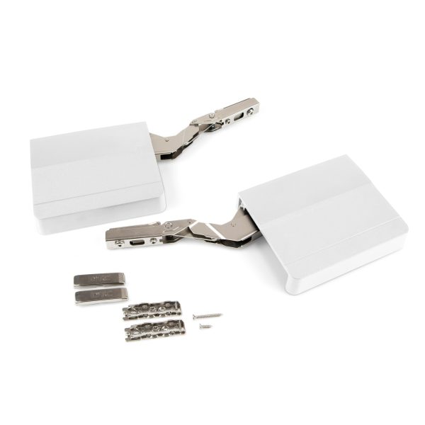 2 Bisagras para puerta elevable 107º fuerza 960-2350 Blanco acero y plástico