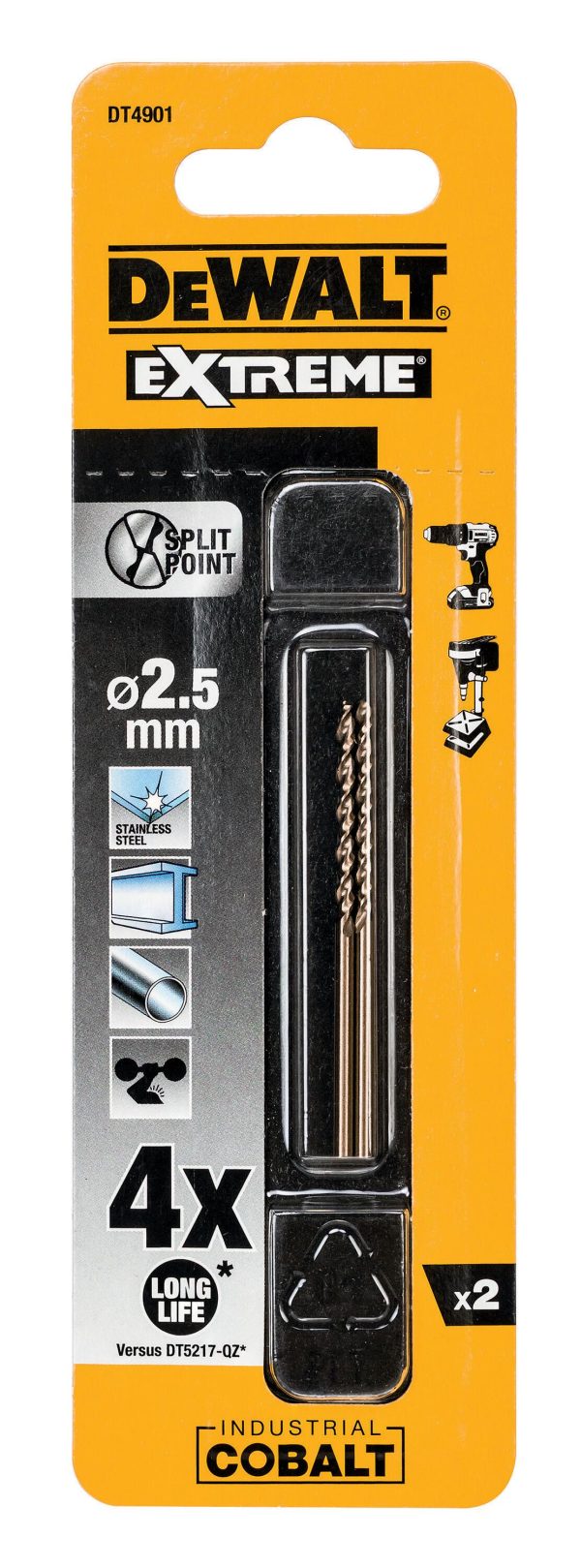 2 Brocas para metal ø 2.5 x L. 57 mm DEWALT DT-QZ 2 Brocas para metal ø 2.5 x L. 57 mm DEWALT DT-QZ