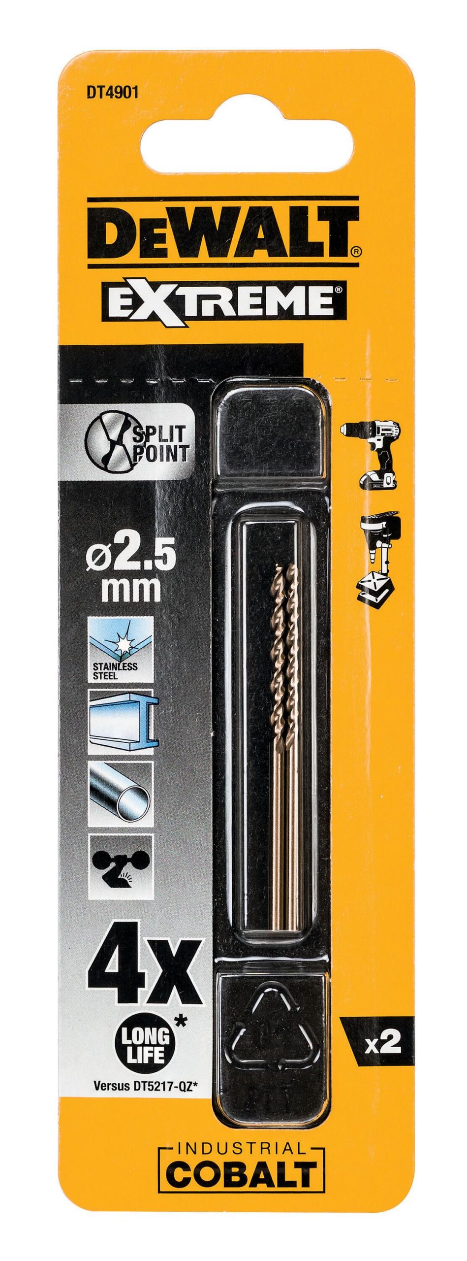 2 Brocas para metal ø 2.5 x L. 57 mm DEWALT DT-QZ