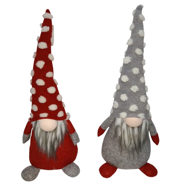 2 Elfos Gnomos Decorativos Rebecca Mobili Paño rojo gris Decoración 48x20x14 2 Elfos Gnomos Decorativos Rebecca Mobili Paño rojo gris Decoración 48x20x14