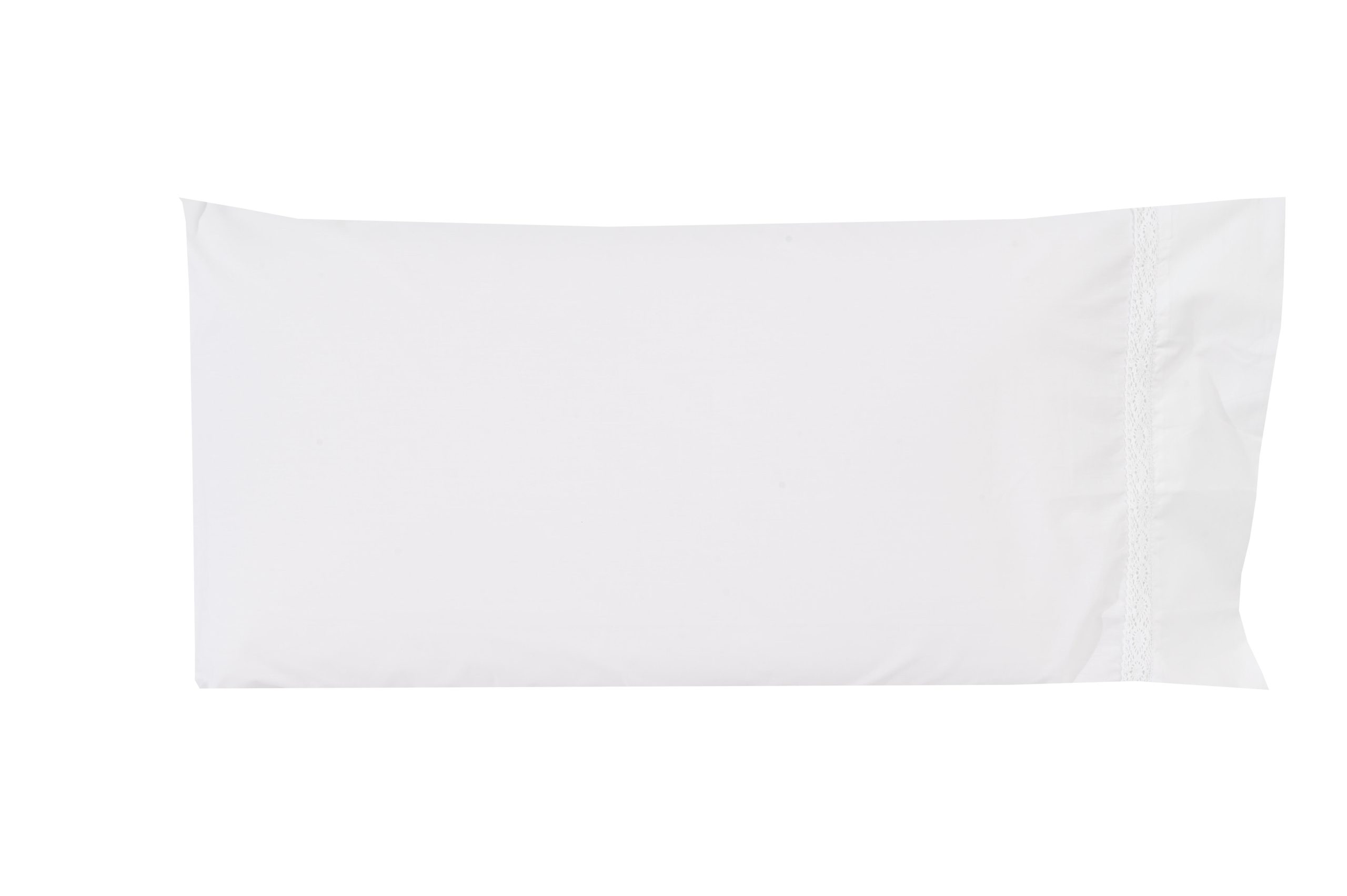 2 Fundas de almohada algodón Crochet lisa blanco de 200 hilos 50 x 105 cm