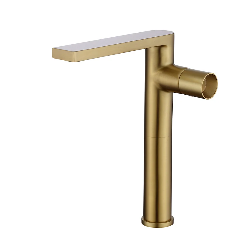 003 GRIFO PARA LAVABO ELEVADO EN LATÓN DORADO CEPILLADO COLECCIÓN SCAMANDRE